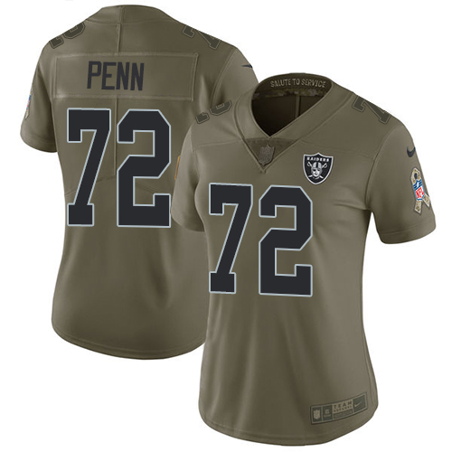 Nike Raiders #72 Donald Penn Olive Women's Stitched NFL Limited Salute to Service Jersey